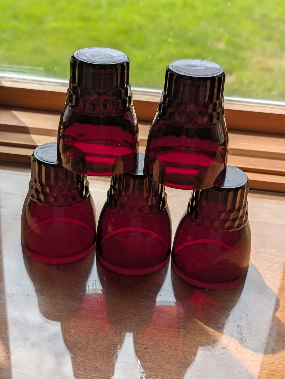 Vtg Anchor Hocking Royal Ruby Windsor Tumblers & Coronation Creamer Set - 7pc - Picture 3 of 17